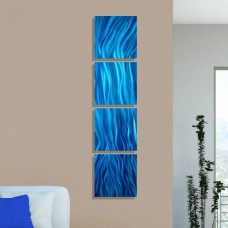 Blue Abstract Accent, Modern Metal Wall Art Decor - Great Waves by Jon Allen   351027110230